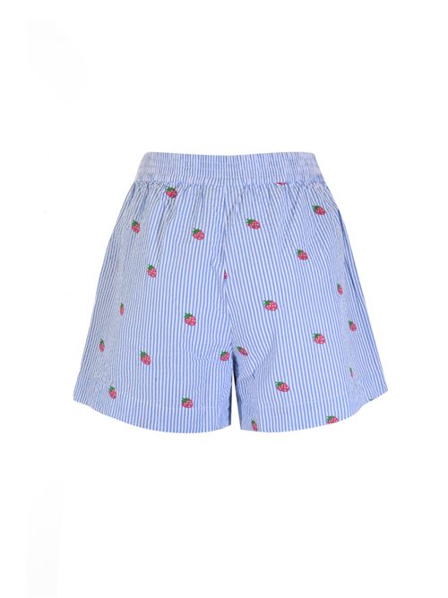 Shorts Meave in seersucker di cotone con ricamo fragola Mc2 Saint Barth | MEA00200693L